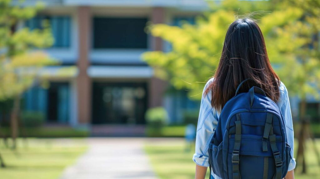 picture of a girl deciding whether to skip class or not.