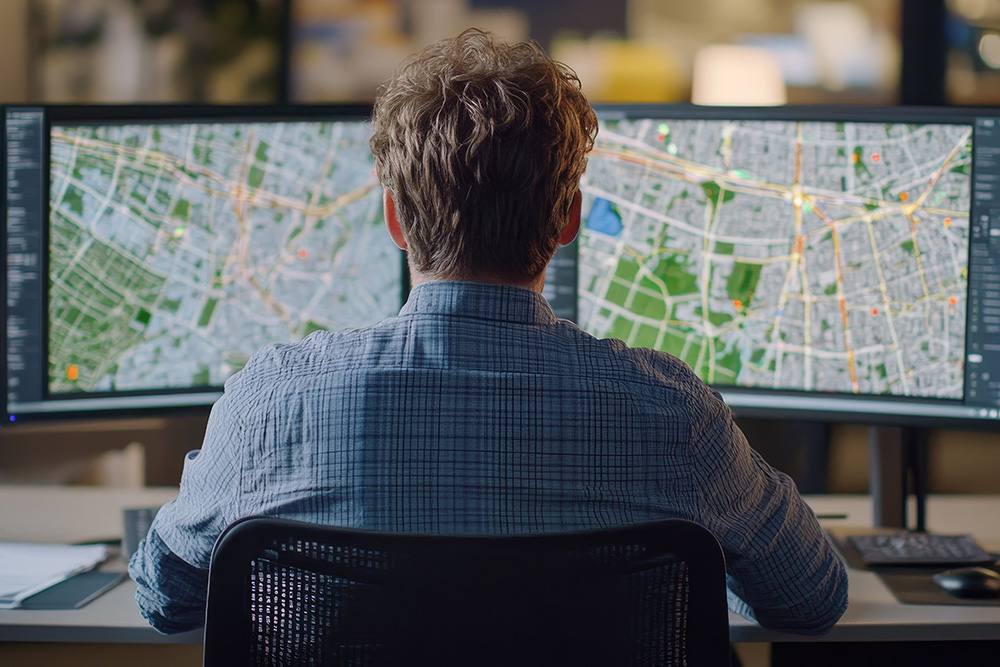 a person using GIS maps on their computer.