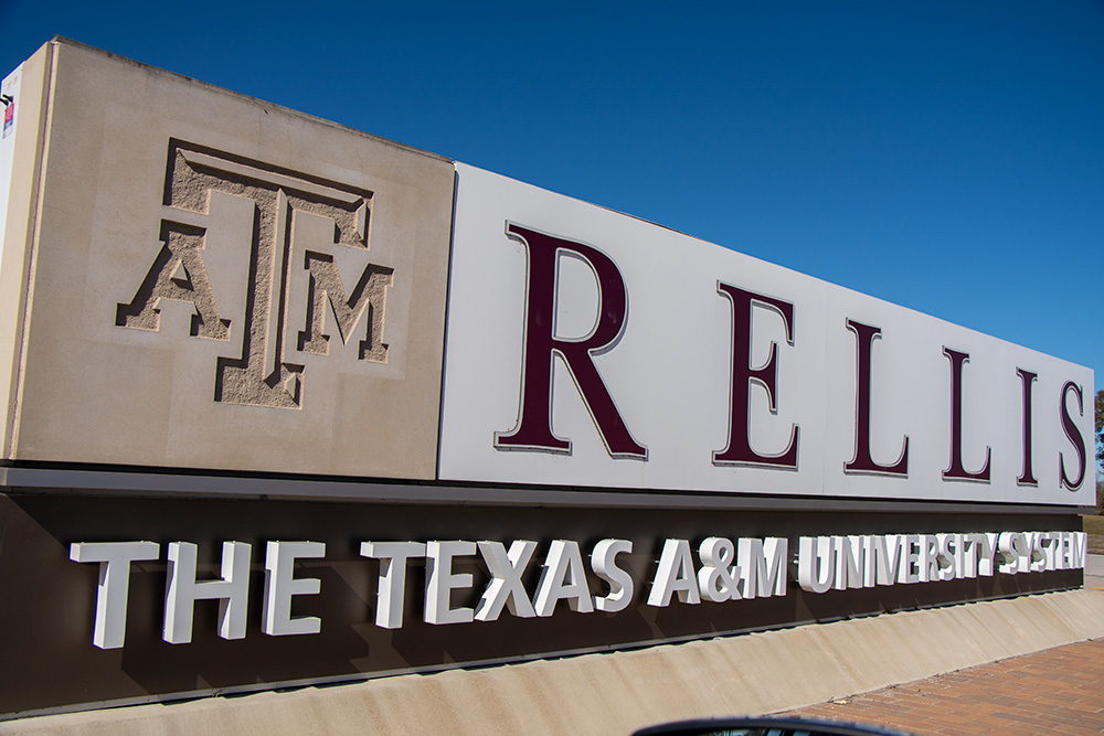 The sign at the entrance to the Texas A&M University System's RELLIS campus.